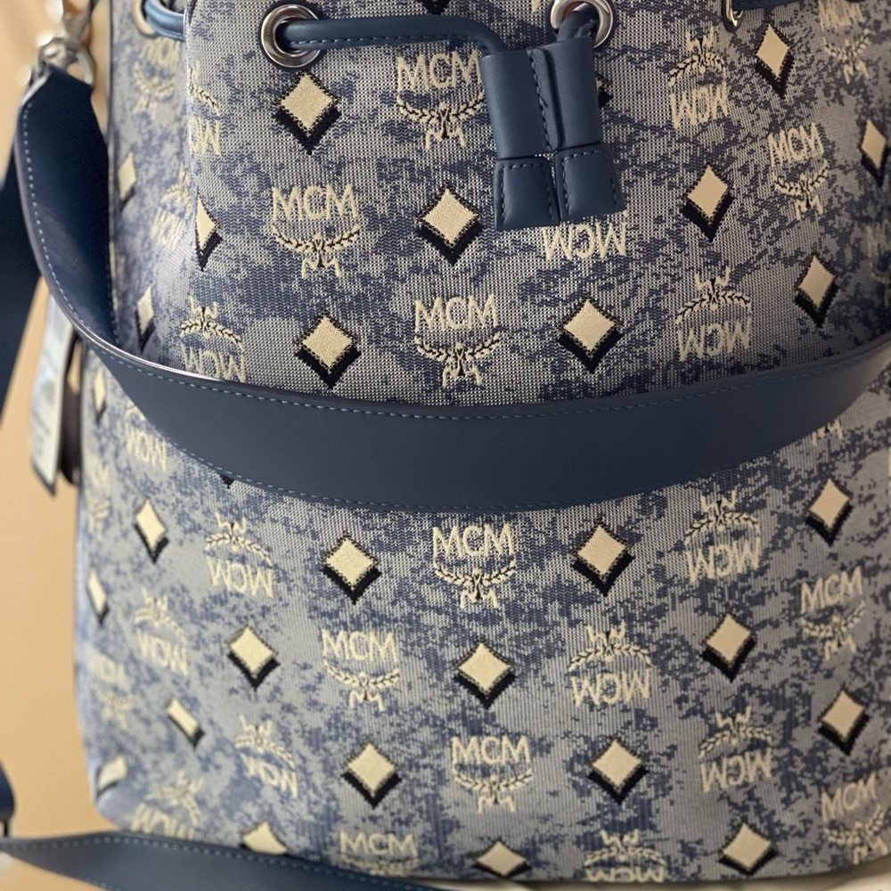 MCM Blue and Cream Patterned Women's Bag